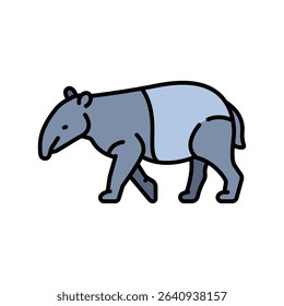 tapir color line icon for digital and print projects. South american animals. Minimal clean icons for apps and websites. Modern simple icons for UI UX and branding