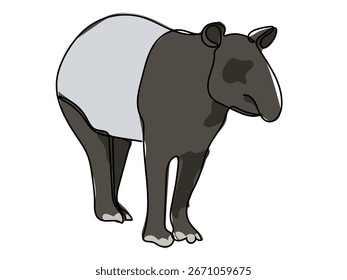 Uma anta em um padrão de linha contínua sobre um fundo branco.