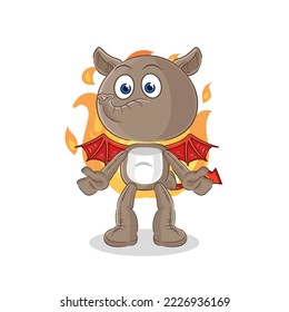 the tapir demon with wings character. cartoon mascot vector