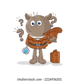 the tapir detective vector. cartoon character