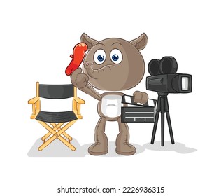 the tapir director mascot. cartoon vector