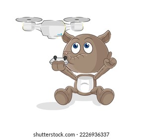 the tapir with drone character. cartoon mascot vector