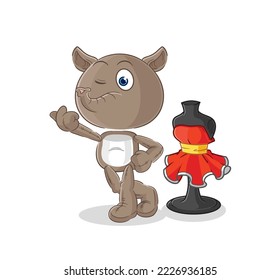 the tapir fashion designer vector. cartoon character