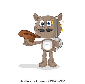 the tapir fencer character. cartoon mascot vector