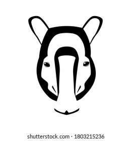 tapir head icon design on white background. Wild animal