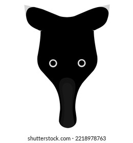 Tapir head silhouette on white background. The tapir head design is great for logos. Vector illustration