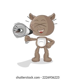 the tapir holding hand loudspeakers vector. cartoon character