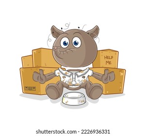 the tapir homeless character. cartoon mascot vector