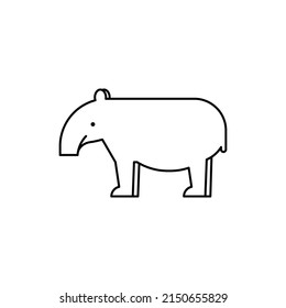 Tapir icon. Black outline. Conservation awareness. Vector illustration, flat design