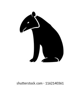 Tapir icon vector, isolated, stylized monochrome on a white background.