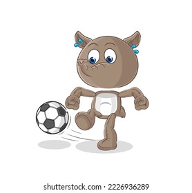 the tapir kicking the ball cartoon. cartoon mascot vector