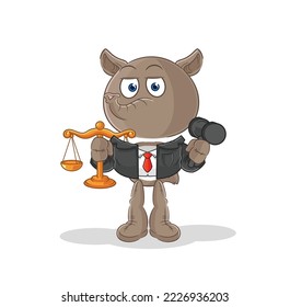 the tapir lawyer cartoon. cartoon mascot vector