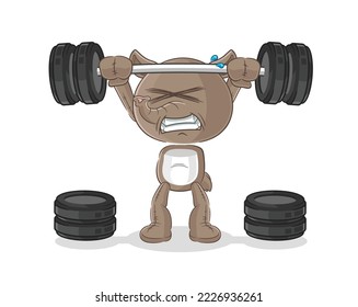 the tapir lifting the barbell character. cartoon mascot vector