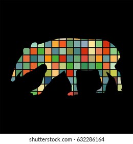 Tapir mammal color silhouette animal