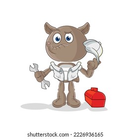 the tapir mechanic cartoon. cartoon mascot vector