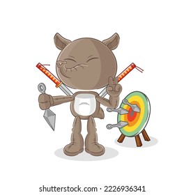 the tapir ninja cartoon. character vector