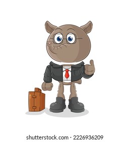 the tapir office worker mascot. cartoon vector