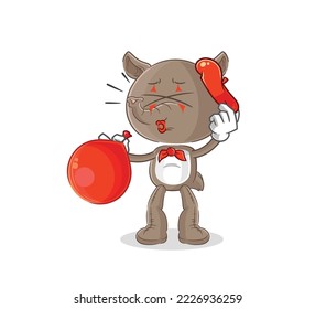 the tapir pantomime blowing balloon. cartoon mascot vector