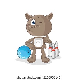 the tapir play bowling illustration. character vector