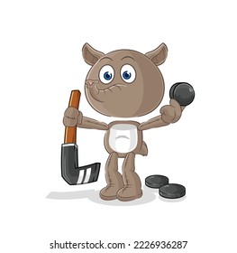 the tapir playing hockey vector. cartoon character
