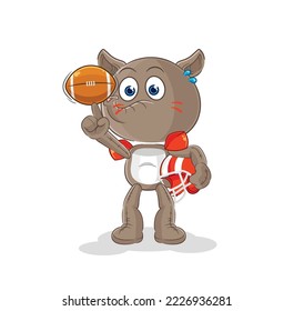 the tapir playing rugby character. cartoon mascot vector