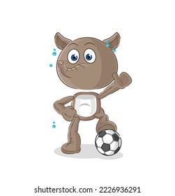 the tapir playing soccer illustration. character vector