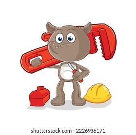 the tapir plumber cartoon. cartoon mascot vector