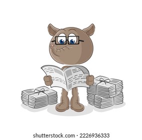 the tapir read newspaper cartoon. character vector