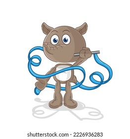 the tapir Rhythmic Gymnastics mascot. cartoon vector