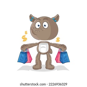 the tapir shoping mascot. cartoon vector