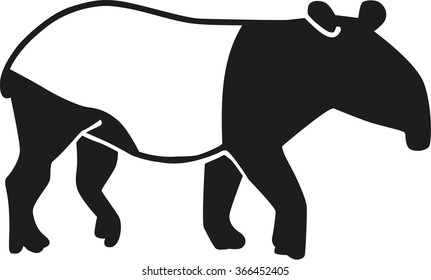 Tapir silhouette with black and white