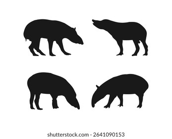 Tapir silhouette icon vector flat design. Tapir vector silhouette illustration isolated on a white background.