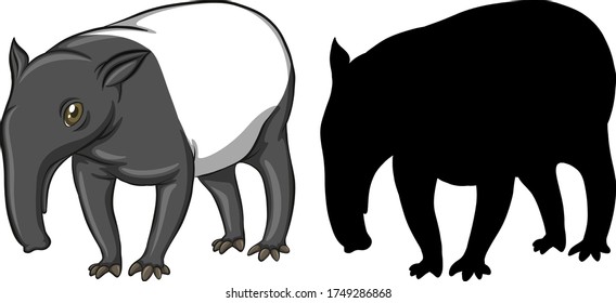 Tapir with its silhouette illustration