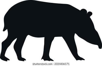 Tapir silhouette isolated on white background. Vector illustration