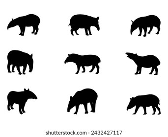 Tapir silhouette vector art white background