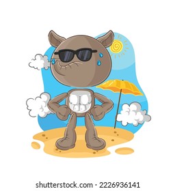 the tapir sunbathing in summer. character vector