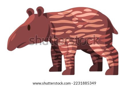 Tapir tapiridae brown stripped standing large herbivorous mammals with nose trunk Stock photo © 