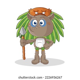 the tapir tribal man mascot. cartoon vector