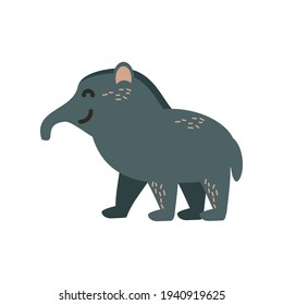 tapir tropical animal cartoon isolated