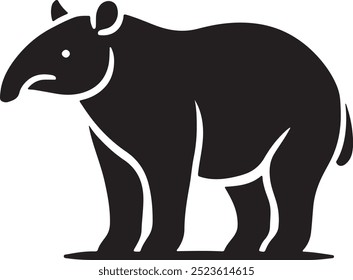 Silhueta de vetor de tapir, Ilustração de tapir, Arte de tapir mão desenhada linha art