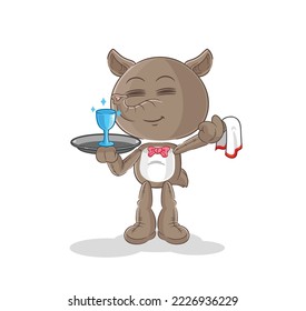 the tapir waiter cartoon. cartoon mascot vector