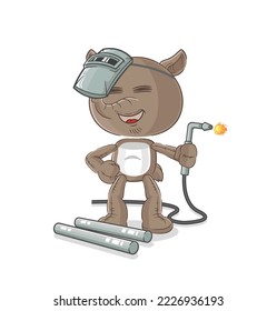 the tapir welder mascot. cartoon vector