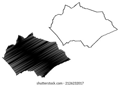 Tapiramuta municipality (Bahia state, Municipalities of Brazil, Federative Republic of Brazil) map vector illustration, scribble sketch Tapiramuta map