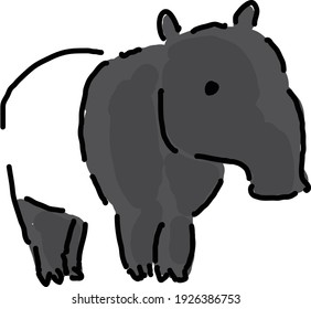 Tapiridae illustration rough cute kawaii 