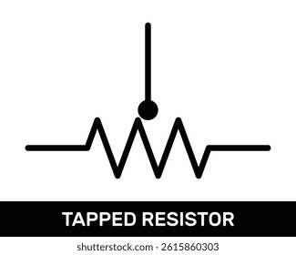 Tapped Resistor Icon. Zig-Zag Tapped Resistor Symbol. ANSI or IEEE Standard Tapped Resistor Schematic Diagram