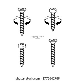 Tapping Screw Instructions Icon Symbol Vector