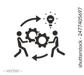 tapply team strategy icon, innovation implemen, automation process, business idea execution, flat symbol on white background - vector illustration