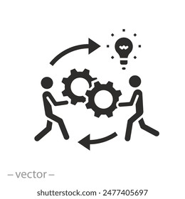 tapply team strategy icon, innovation implemen, automation process, business idea execution, flat symbol on white background - vector illustration