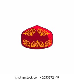 'Taqiya' - Kazakh national headdress (skullcap). White background. Vector. 