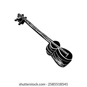 Tar arabic Iranian oriental music instrument - textured vector Illustration Isolated